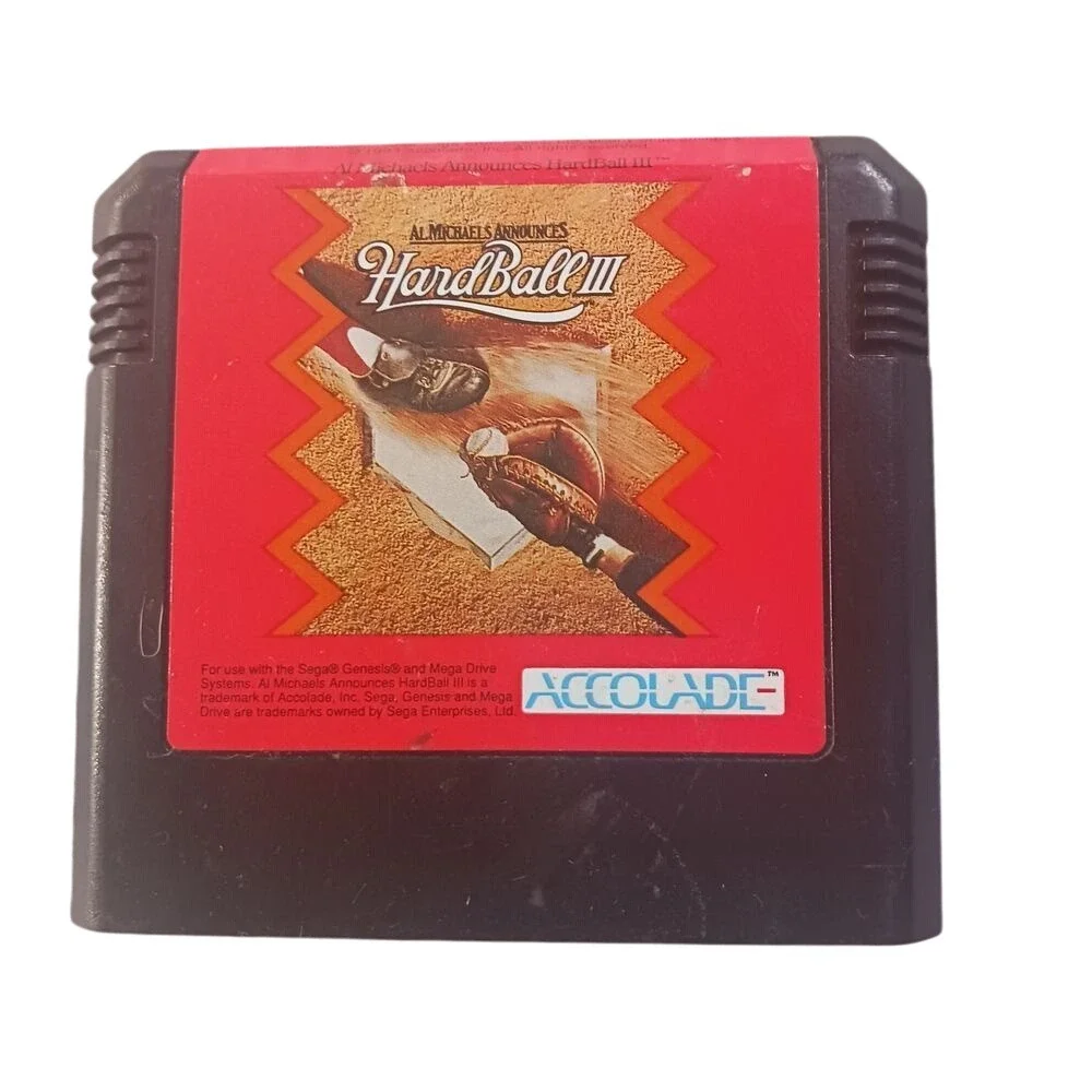 Al Michaels Announces HardBall III Sega Genesis Game Cartridge Baseball Accolade
